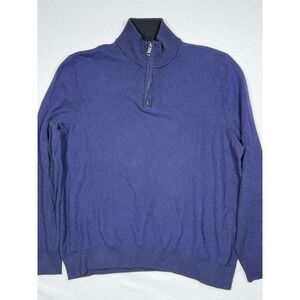 BONOBOS Men's Blue Textured Knit 1/4 Zip‎ Pullover Sweater XL Cotton Cashmere